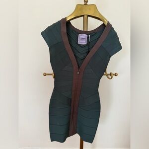 Herve Leger Green Bandage Dress XS